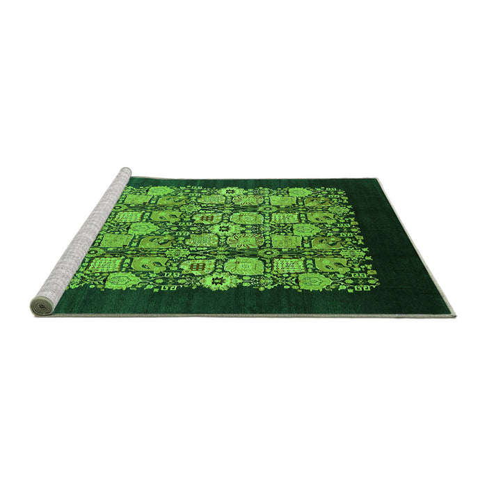 Sideview of Machine Washable Oriental Green Industrial Area Rugs, wshurb763grn
