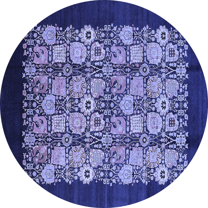Round Oriental Blue Industrial Rug, urb763blu