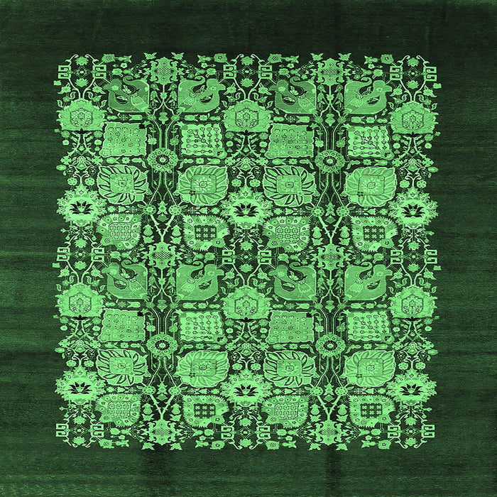Square Oriental Emerald Green Industrial Rug, urb763emgrn