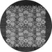 Round Machine Washable Oriental Gray Industrial Rug, wshurb763gry