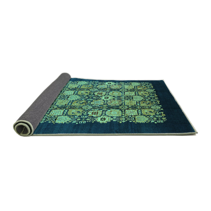 Sideview of Oriental Turquoise Industrial Rug, urb763turq
