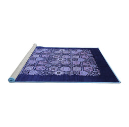 Sideview of Machine Washable Oriental Blue Industrial Rug, wshurb763blu