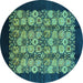 Round Oriental Turquoise Industrial Rug, urb763turq