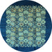 Round Oriental Light Blue Industrial Rug, urb763lblu