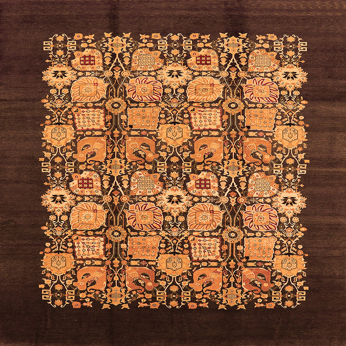 Square Machine Washable Oriental Orange Industrial Area Rugs, wshurb763org