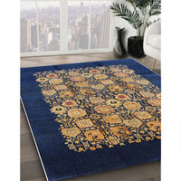 Mid-Century Modern Dark Almond Brown Oriental Rug, urb763