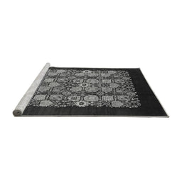 Sideview of Machine Washable Oriental Gray Industrial Rug, wshurb763gry
