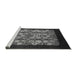 Sideview of Machine Washable Oriental Gray Industrial Rug, wshurb763gry