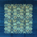 Square Machine Washable Oriental Light Blue Industrial Rug, wshurb763lblu