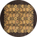 Round Oriental Brown Industrial Rug, urb763brn