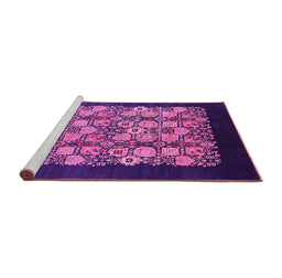 Sideview of Machine Washable Oriental Pink Industrial Rug, wshurb763pnk