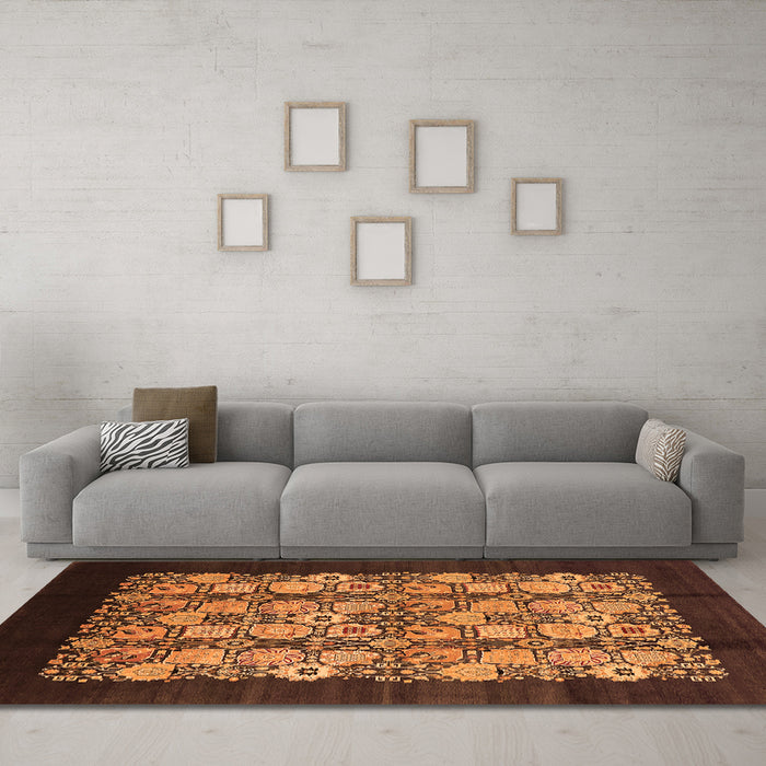 Machine Washable Oriental Orange Industrial Area Rugs in a Living Room, wshurb763org