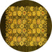 Round Oriental Yellow Industrial Rug, urb763yw