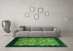 Machine Washable Oriental Green Industrial Area Rugs in a Living Room,, wshurb763grn