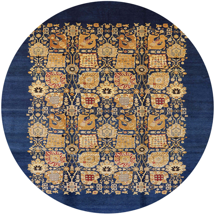 Round Mid-Century Modern Dark Almond Brown Oriental Rug, urb763