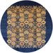 Round Mid-Century Modern Dark Almond Brown Oriental Rug, urb763