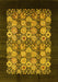 Machine Washable Oriental Yellow Industrial Rug, wshurb763yw