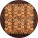 Round Oriental Orange Industrial Rug, urb763org