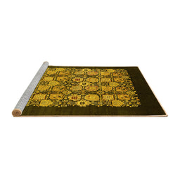 Sideview of Machine Washable Oriental Yellow Industrial Rug, wshurb763yw