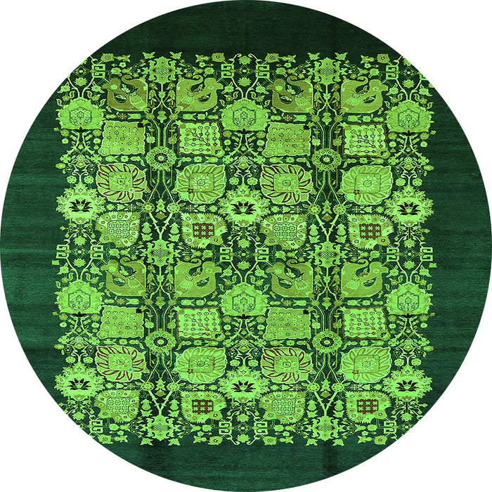 Round Oriental Green Industrial Rug, urb763grn