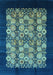 Machine Washable Oriental Light Blue Industrial Rug, wshurb763lblu