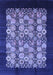 Machine Washable Oriental Blue Industrial Rug, wshurb763blu