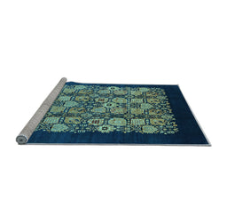 Sideview of Machine Washable Oriental Light Blue Industrial Rug, wshurb763lblu