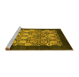 Sideview of Machine Washable Oriental Yellow Industrial Rug, wshurb764yw