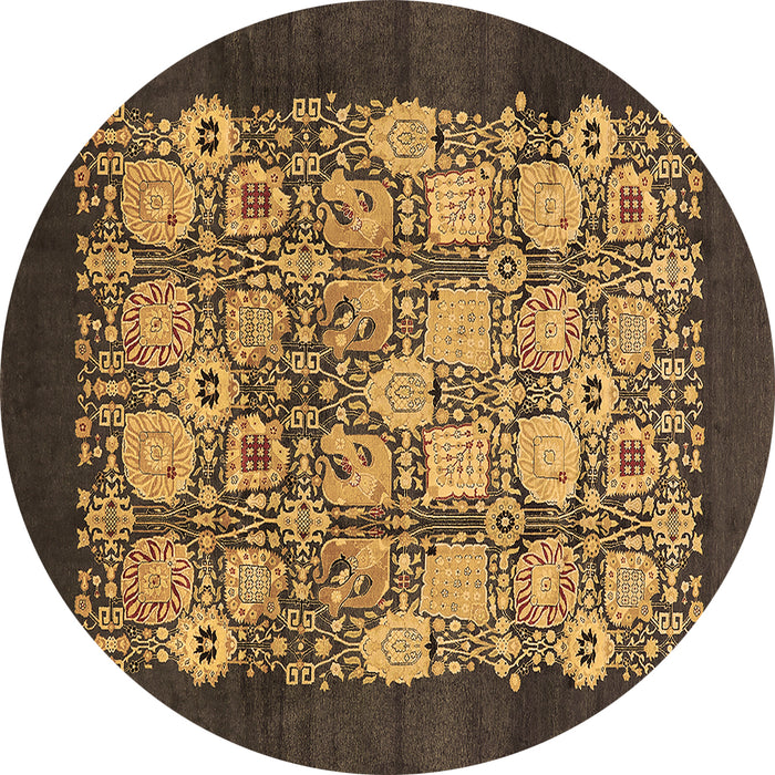 Round Oriental Brown Industrial Rug, urb764brn