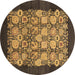 Round Oriental Brown Industrial Rug, urb764brn