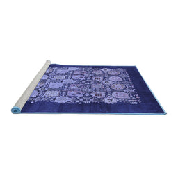 Sideview of Machine Washable Oriental Blue Industrial Rug, wshurb764blu