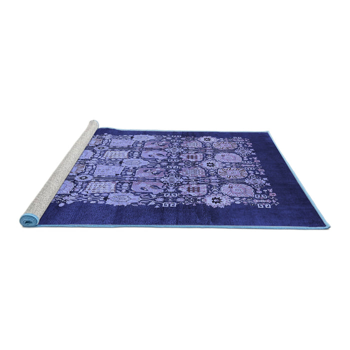 Sideview of Machine Washable Oriental Blue Industrial Rug, wshurb764blu
