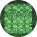 Round Oriental Emerald Green Industrial Rug, urb764emgrn