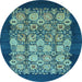 Round Oriental Light Blue Industrial Rug, urb764lblu