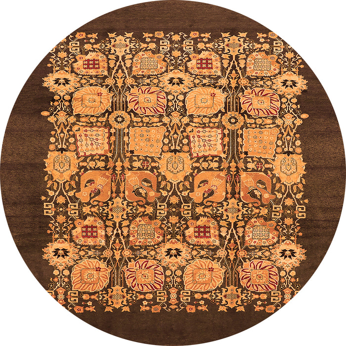 Round Oriental Orange Industrial Rug, urb764org