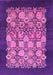 Machine Washable Oriental Pink Industrial Rug, wshurb764pnk