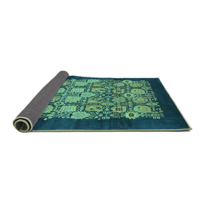 Sideview of Oriental Turquoise Industrial Rug, urb764turq