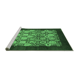 Sideview of Machine Washable Oriental Emerald Green Industrial Area Rugs, wshurb764emgrn