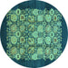 Round Oriental Turquoise Industrial Rug, urb764turq