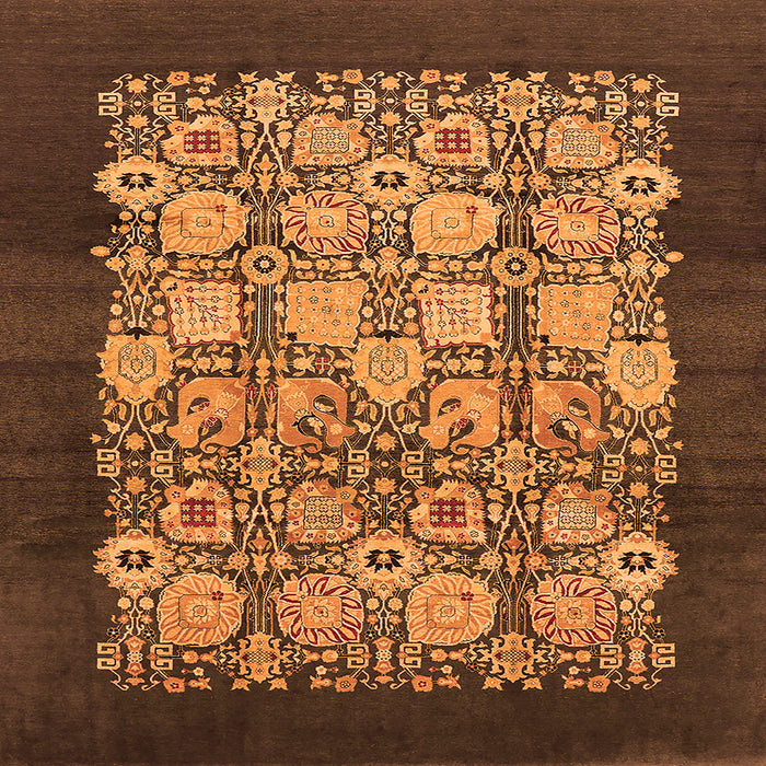 Square Oriental Orange Industrial Rug, urb764org