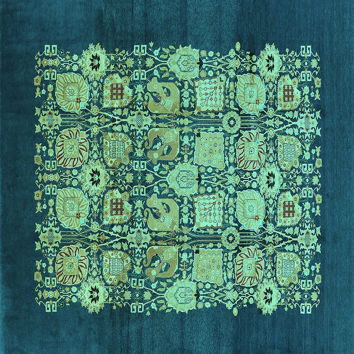 Square Machine Washable Oriental Turquoise Industrial Area Rugs, wshurb764turq