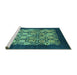 Sideview of Machine Washable Oriental Turquoise Industrial Area Rugs, wshurb764turq