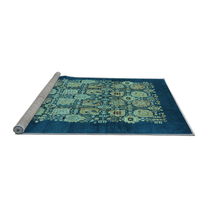 Sideview of Machine Washable Oriental Light Blue Industrial Rug, wshurb764lblu