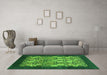 Machine Washable Oriental Green Industrial Area Rugs in a Living Room,, wshurb764grn