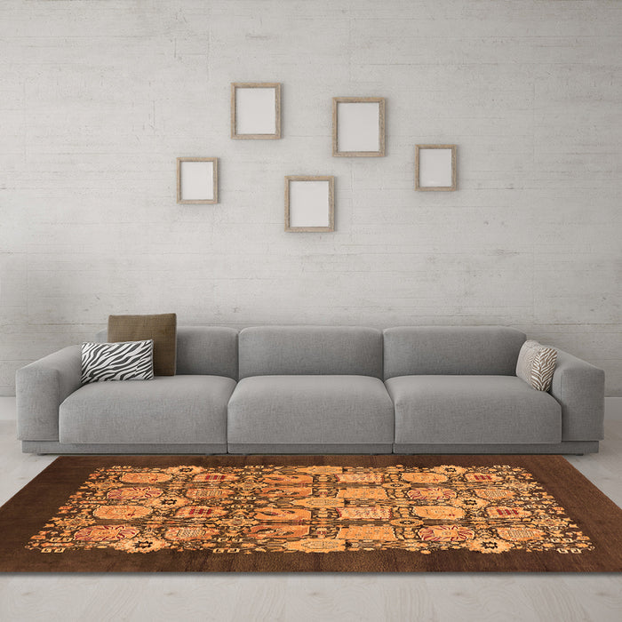 Machine Washable Oriental Orange Industrial Area Rugs in a Living Room, wshurb764org