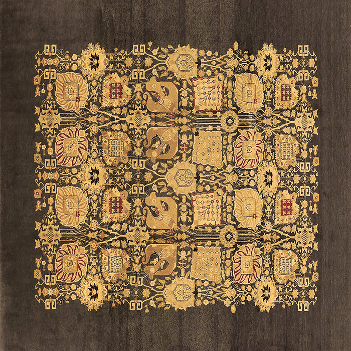 Square Machine Washable Oriental Brown Industrial Rug, wshurb764brn