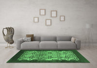 Machine Washable Oriental Emerald Green Industrial Rug, wshurb764emgrn