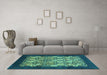 Machine Washable Oriental Turquoise Industrial Area Rugs in a Living Room,, wshurb764turq