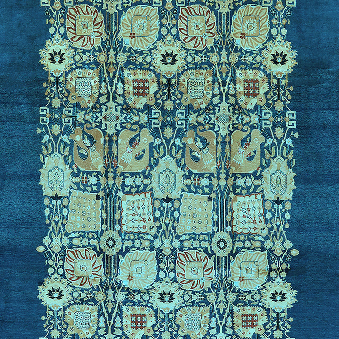 Machine Washable Oriental Light Blue Industrial Rug, wshurb764lblu