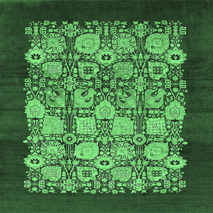 Square Machine Washable Oriental Emerald Green Industrial Area Rugs, wshurb764emgrn